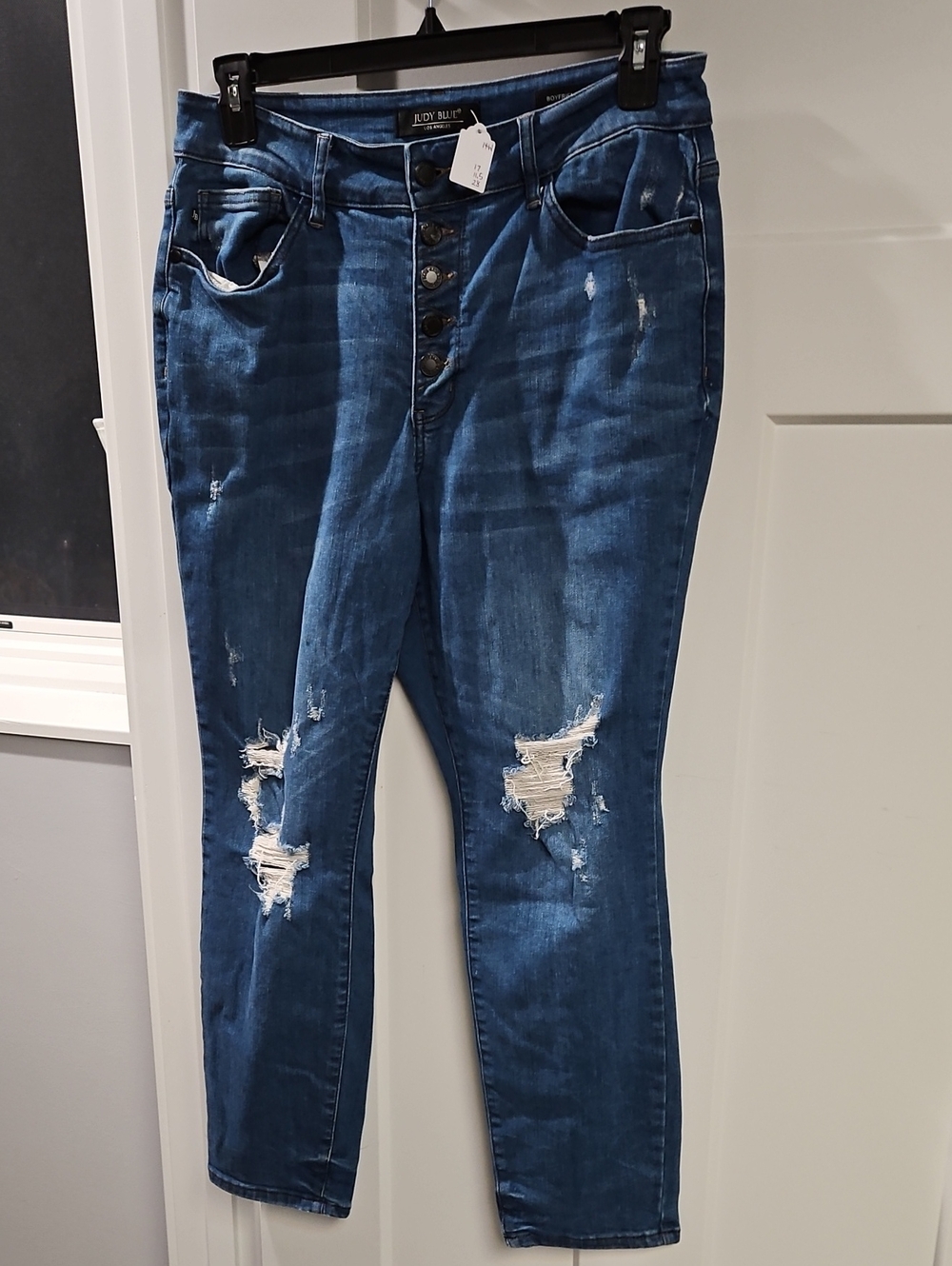 Judy Blue Distressed Dark Blue Straight Leg Jeans